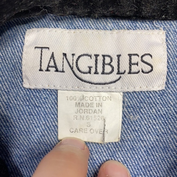 Vintage Tangibles Denim Button Front Velvet Collar Vest Size Small - Picture 3 of 5